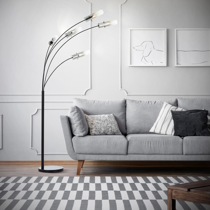 Stehleuchte Hilla, grau, 200 x 73 cm, Metall Bogenlampe, dimmbar - WA438669
