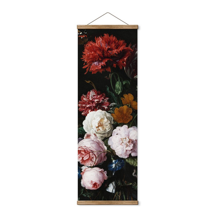 Stoffbild de Heem - Stillleben mit Blumen in einer Glasvase - Panorama - WA382066