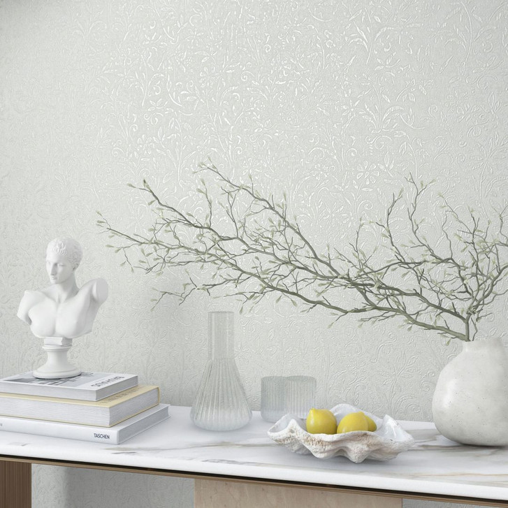 Vliestapete in Weiss Blattmotiv Floral Natur - WA450802