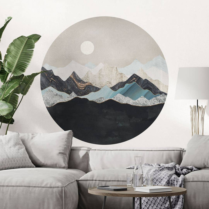 Wandtattoo Ruhige Berglandschaft in der Dämmerung - SpaceFrog Designs - Rund - WA430022