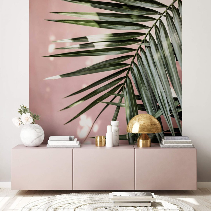 Fototapete Palmenblatt vor rosa Wand - Böhmer - WA398399