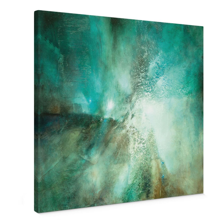 Leinwandbild Abstraktes Türkis in Licht und Struktur - Schmucker - Quadratisch - WA507648