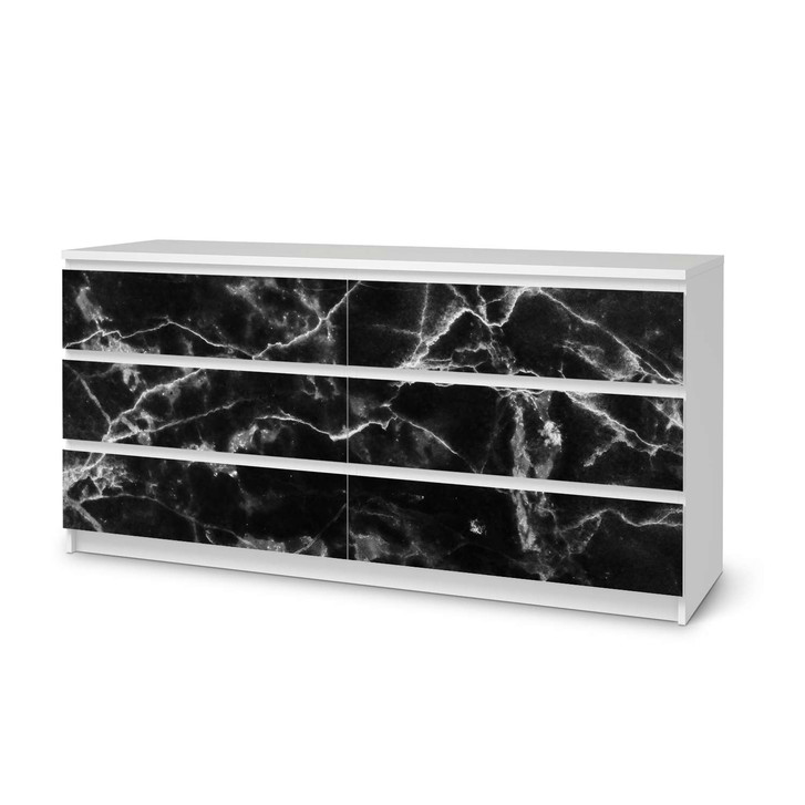 Möbelfolie IKEA Malm Kommode 6 Schubladen (breit) - Marmor schwarz - CR116593
