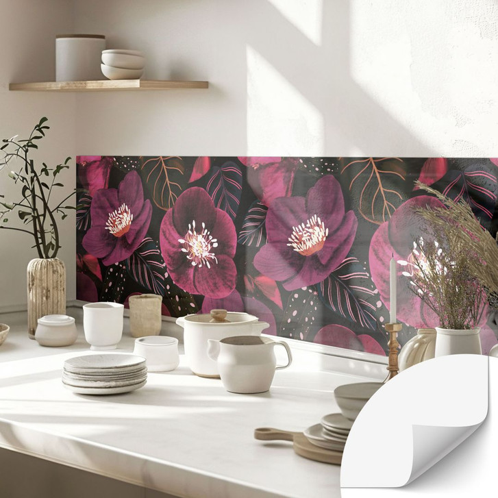 Selbstklebende Küchenrückwand Florale Blütenpracht in Purpurtönen - Anis Illustration - WA448237