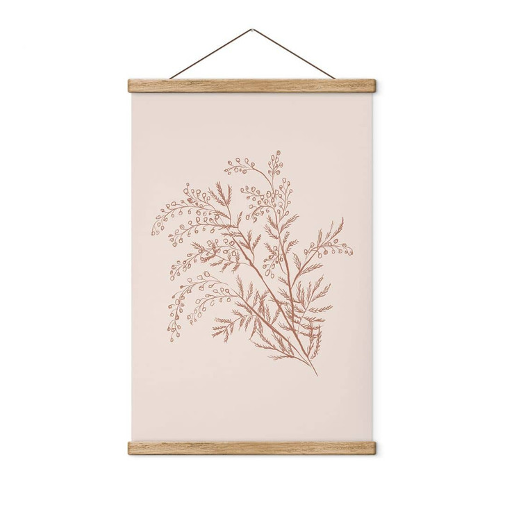 Stoffbild Zweig der Akazie in Mokkafarben - Anis Illustration - WA437388