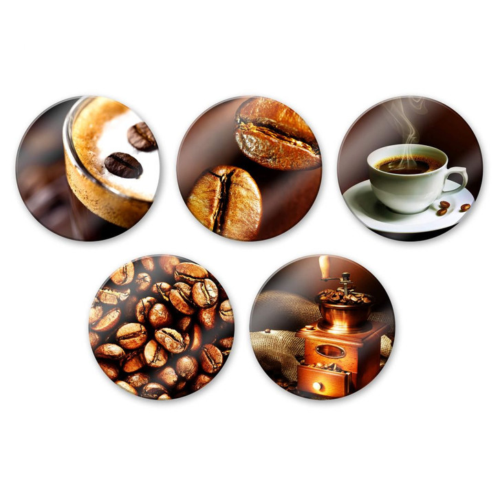 Glasbild Coffee Set (5-teilig) - rund - WA121923