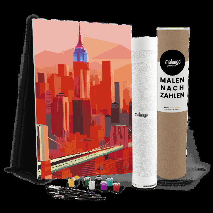 Malen nach Zahlen Leinwandbild - New York red Skyline - WA447660
