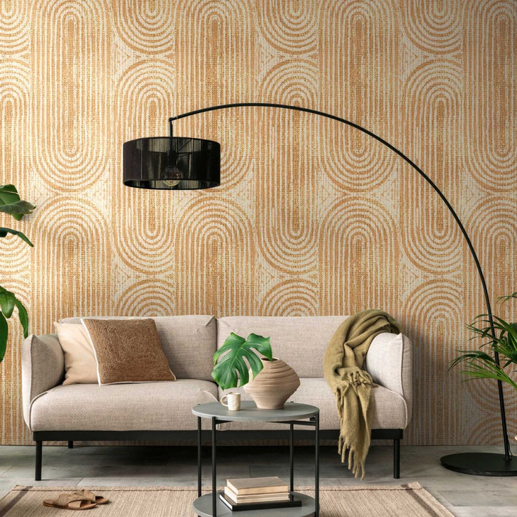 Retro-Tapete in Braun und Beige - Geometrische Vliestapete für Wohnzimmer & Flur - WA418376