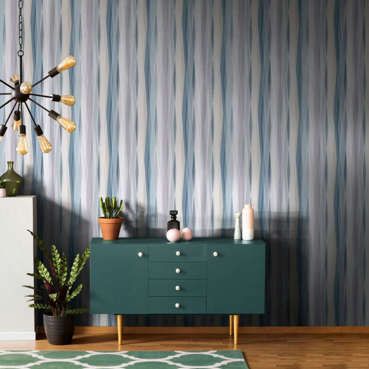 Vliestapete Streifen Streifen Modern, Kids matt in Blau - WA483148