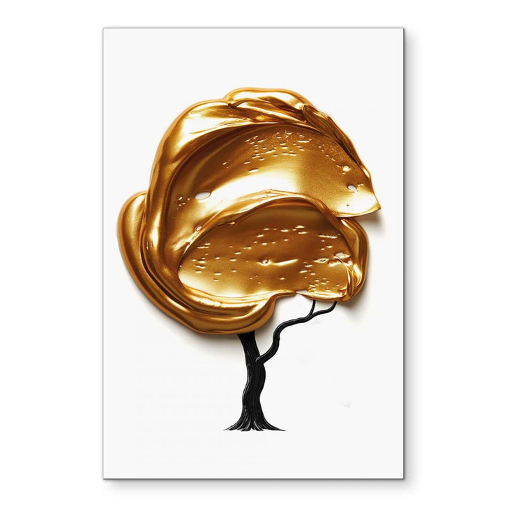 Wandbild Baum mit goldener 3D-Krone - Mielu - Alu-Dibond - WA458527