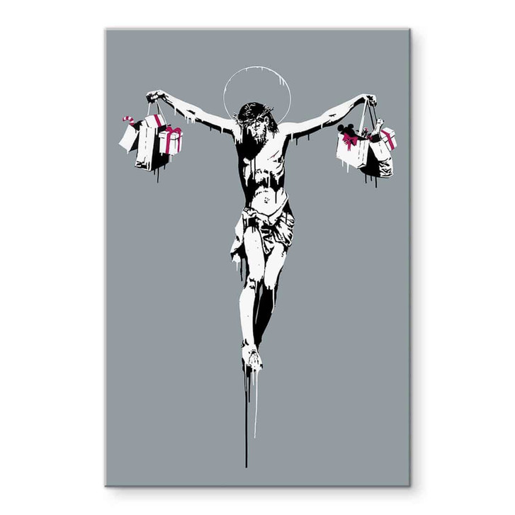 Acrylglasbild Banksy - Jesus Christus mit Einkaufstüten - WA458286