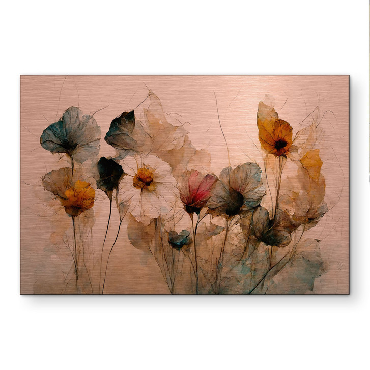 Alu-Dibond gebürstet mit Kupfereffekt - Bouquet aus Trockenblumen - Treechild - WA512095