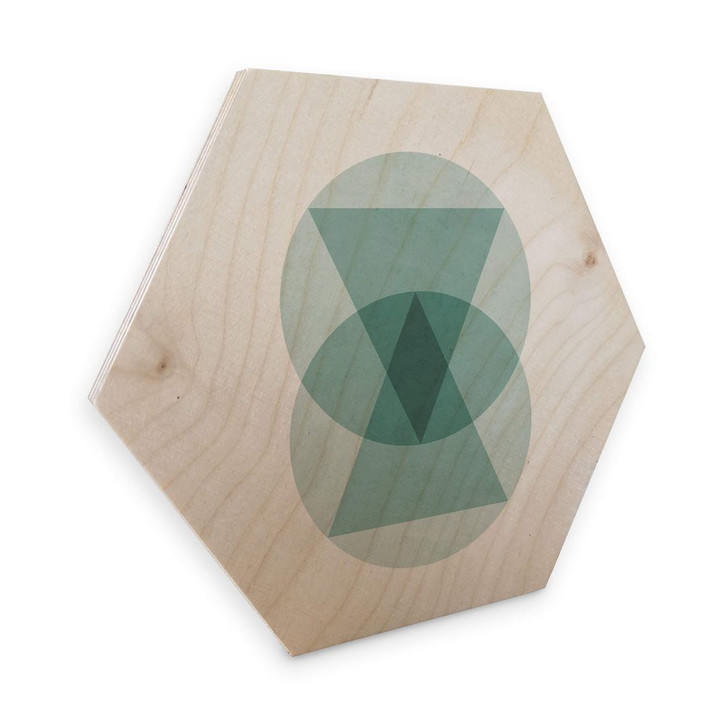 Hexagon - Holz Birke-Furnier Nouveauprints - Circles & triangles aqua - WA289085