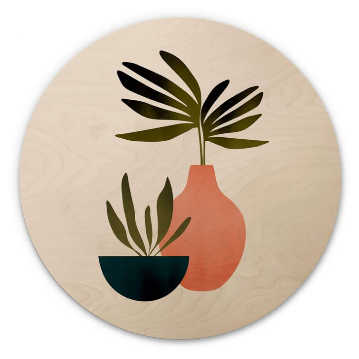 Holzbild Kubistika - Skandinavisches Stillleben - Rund - WA355408