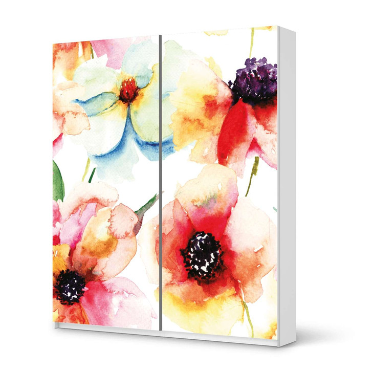 Möbelfolie IKEA Pax Schrank 236cm Höhe - Schiebetür - Water Color Flowers - CR117029