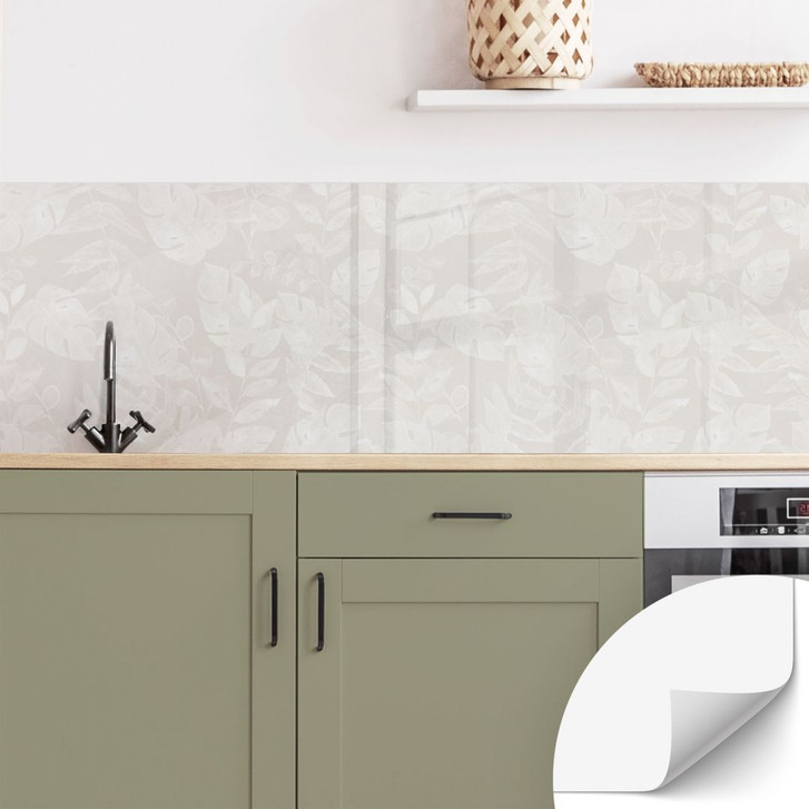 Selbstklebende Küchenrückwand Tropische Blätter Beige - Bloomery Decor - WA499665