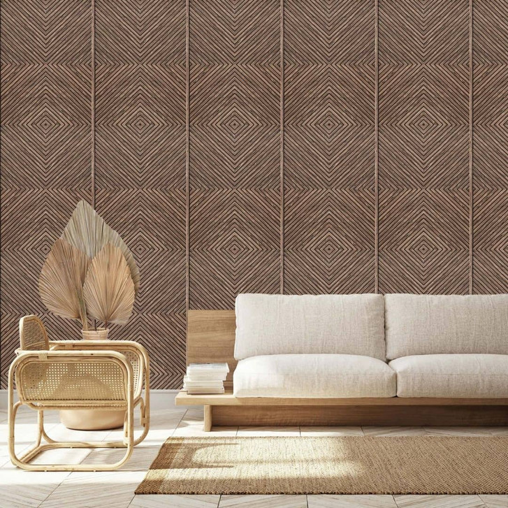 Vliestapete Holz, Geometrisch Holzoptik Geometrisch, Landhaus matt in Braun - WA483160