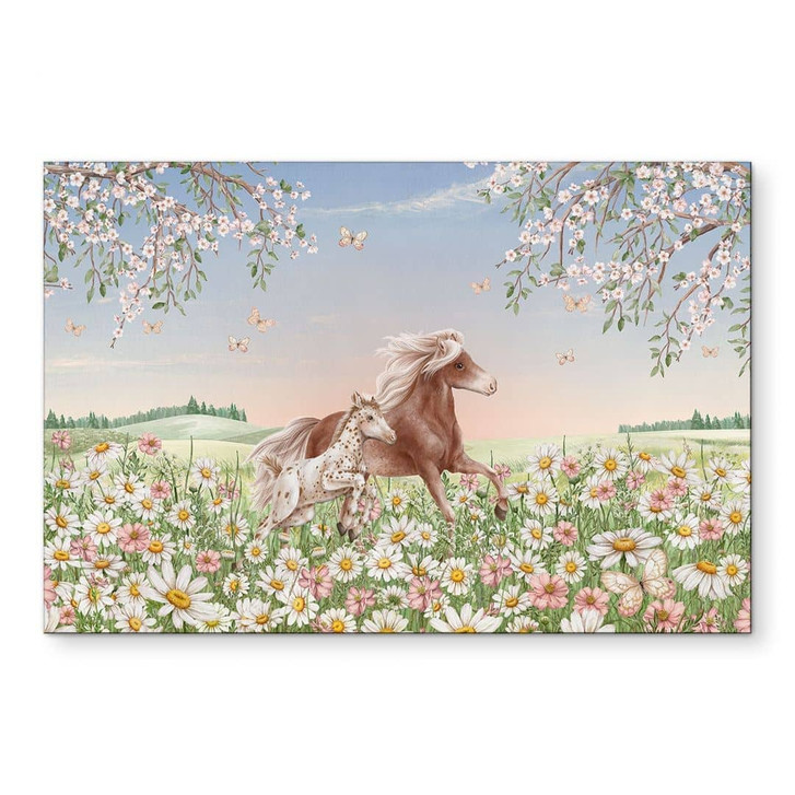 Wandbild Pferde auf der Blumenwiese - Kikki Belle - Alu-Dibond - WA492081