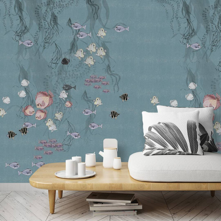 Fototapete mit Fischen, Grün Illustration 2.70 x 2.12 m - WA448803