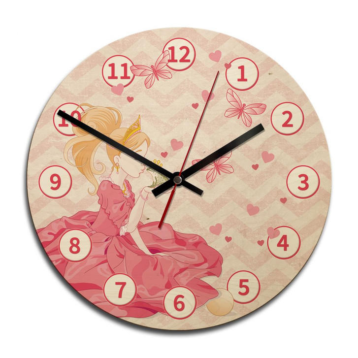 Holz-Wanduhr - Prinzessin und der Froschkönig - WA233544