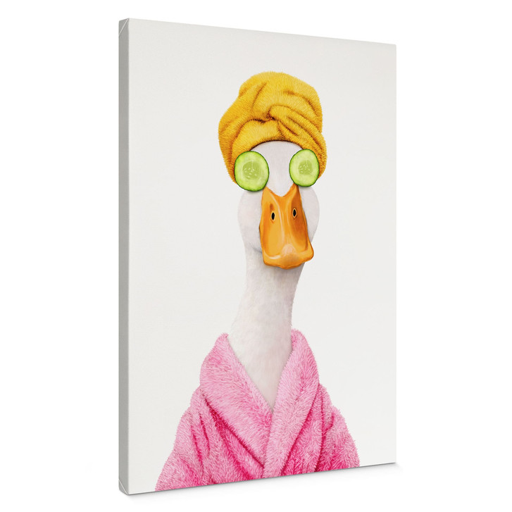 Leinwandbild Lustige Wellness Ente mit Gurkenmaske - Korenkova - WA514129