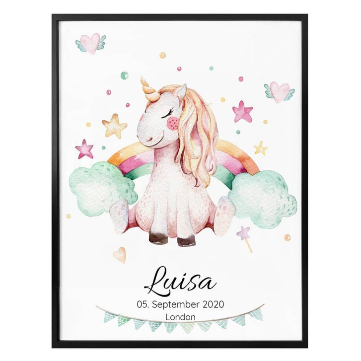 Personalisiertes Poster Kvilis - Regenbogen Einhorn - WA336444