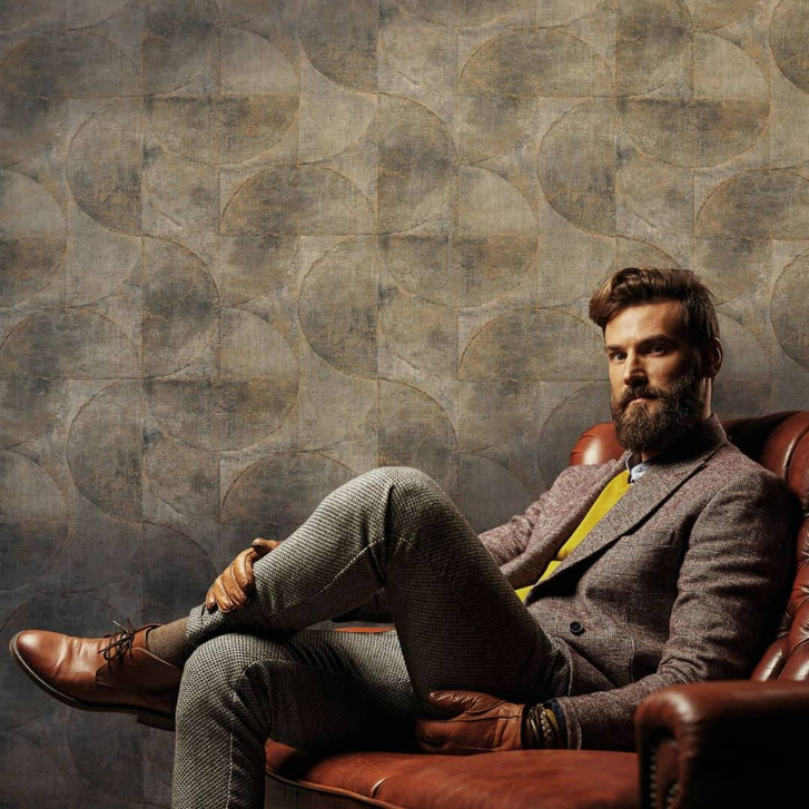 Vliestapete mit Halbkreisen und Rechtecken kupfer, anthrazit Struktur - WA444533