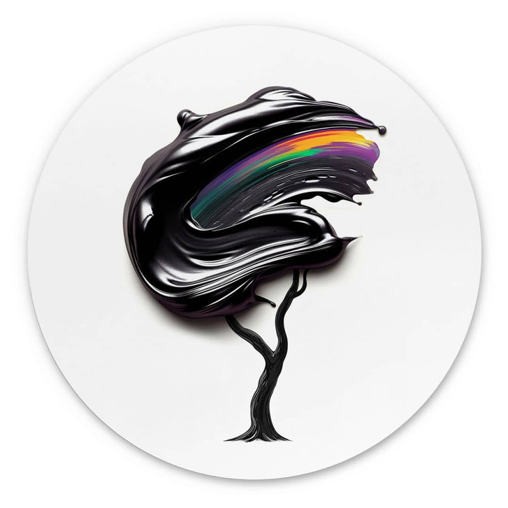 Wandbild Baum mit schwarzer 3D-Krone - Mielu - Alu-Dibond Rund - WA458547