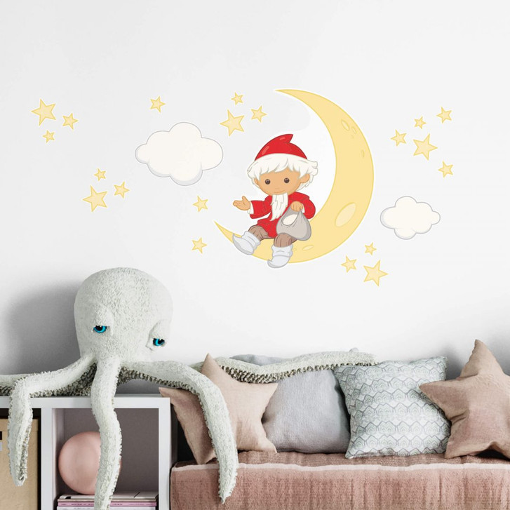 Wandtattoo Unser Sandmännchen - Sandmann mit Mond und Sternen - 50x70cm - WA390943