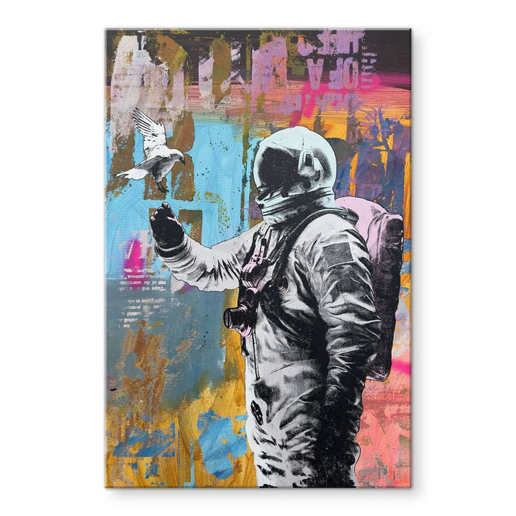 Acrylglasbild Astronaut mit Taube - Kuryliuk - WA434064