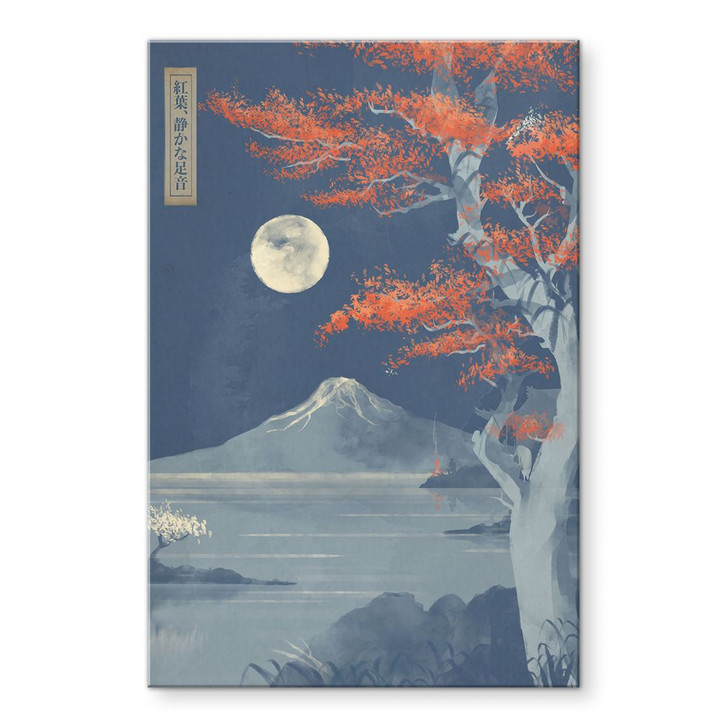 Acrylglasbild Vollmond über dem Gipfel des Fuji-san - Roze - WA449268