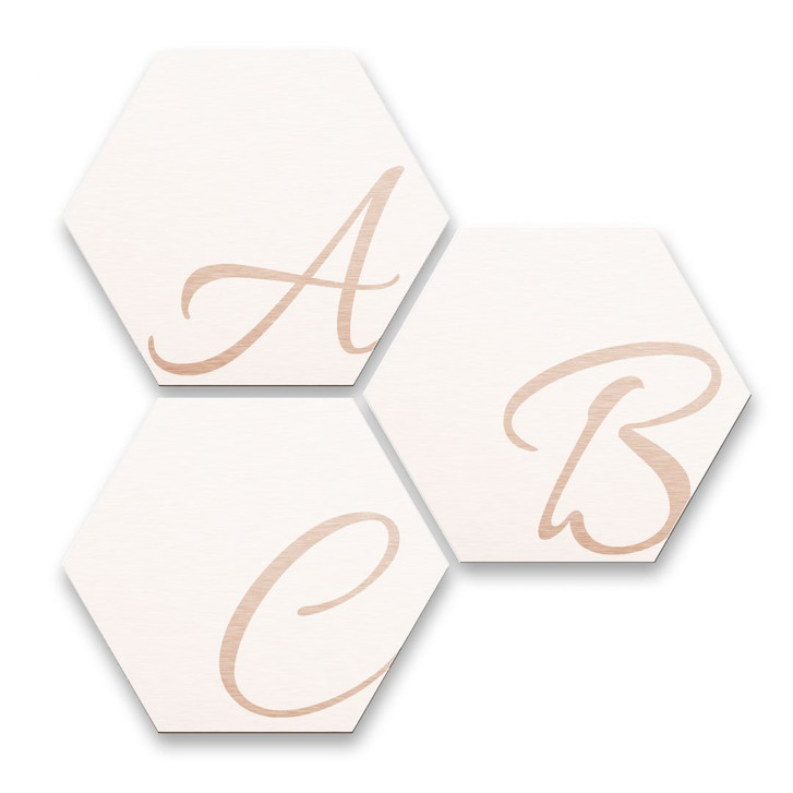 Hexagon Buchstaben - Alu-Dibond Kupfereffekt - Weiss - WA233326