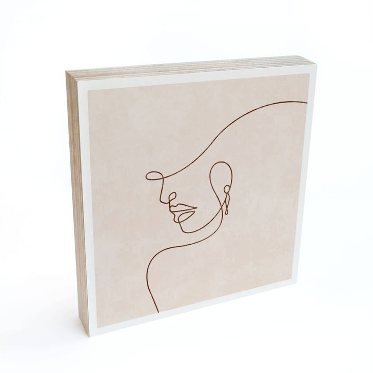 Holzbild zum Hinstellen - Zarte Konturen einer Frau - Line Art - Tunaboylu - 15 x 15 cm - WA461370
