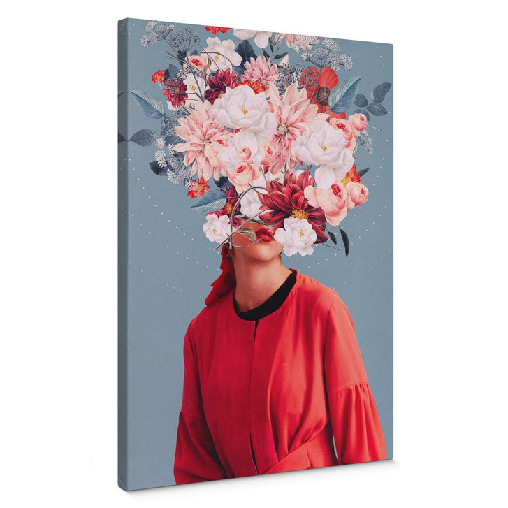 Leinwandbild Elegante Frau mit prachtvollen Blumen - Moth - WA402886