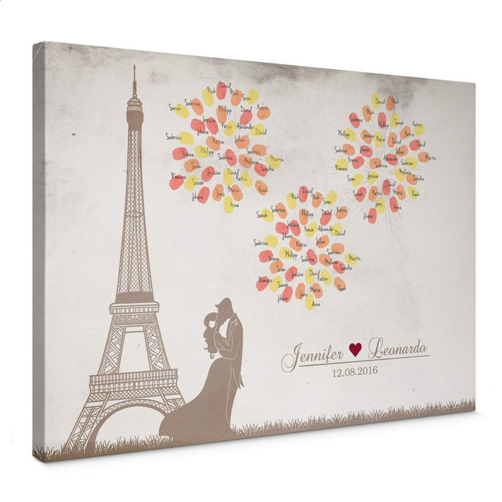 Leinwandbild Fingerprint & Wunschtext - Feuerwerk der Liebe - WA139022