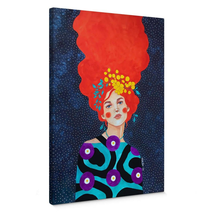 Leinwandbild Frau mit Blütenkranz im Haar - Hülya - WA404409