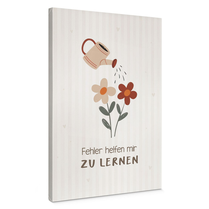 Leinwandbild mit Giesskanne und Blumen - Affirmation 