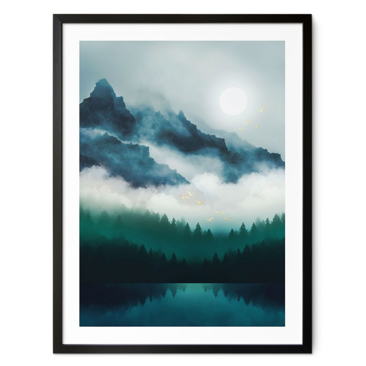 Poster Neblige Landschaft in der Nacht - SpaceFrog Designs - WA428036