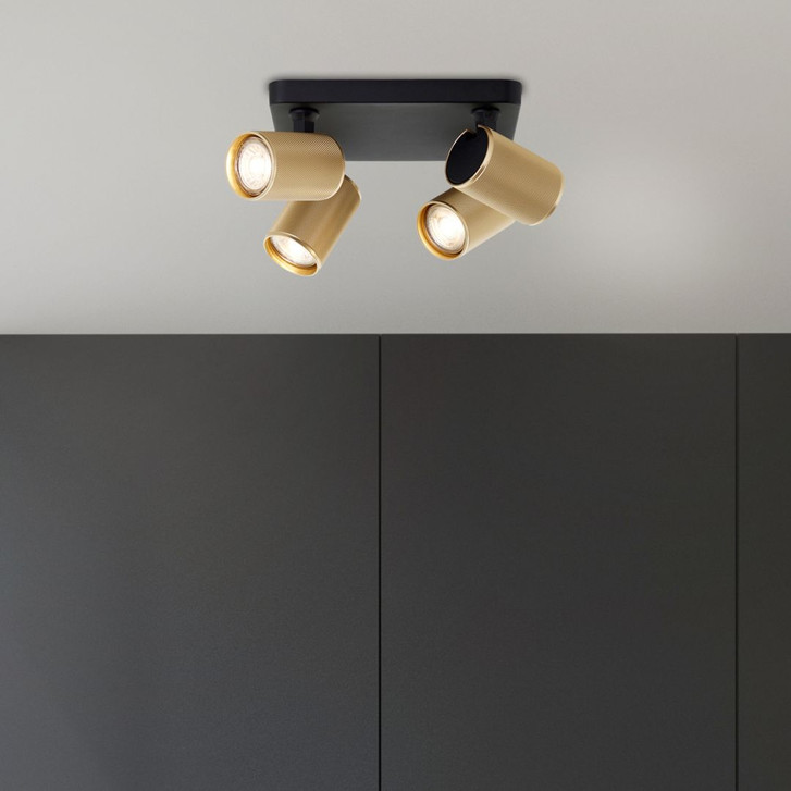 Spotbalken Leonardo, gold, 12.1 x 22 cm, Metall, goldene deckenstrahler - WA438771