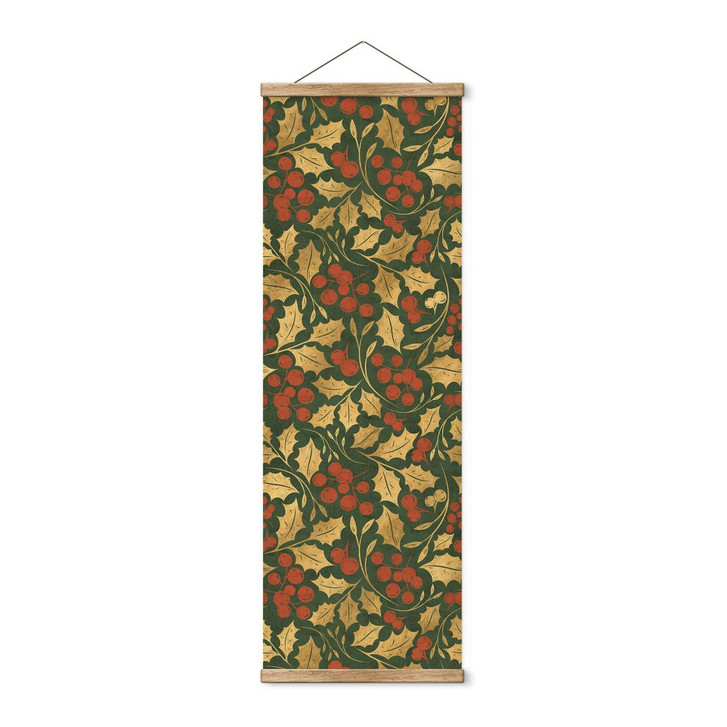 Stoffbild Weihnachten - Goldene Mistelzweige mit Beeren - Panorama - WA411566