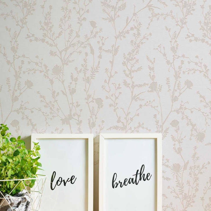 Vliestapete Äste Blüten Grau Weiss - Blümchen-Tapete floral - Blumen Mustertapete - WA396949