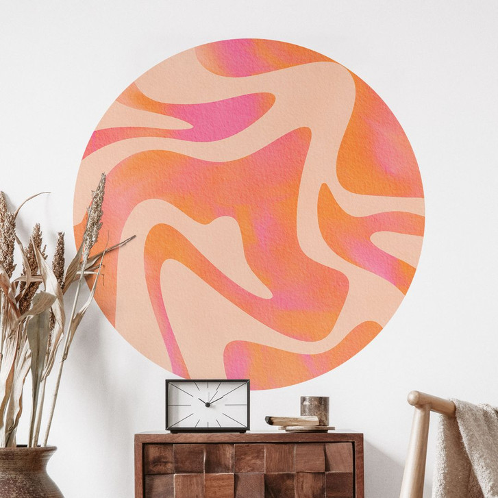 Wandtattoo Abstrakte Wellen in Orange-pink - Bloom - Rund - WA412806