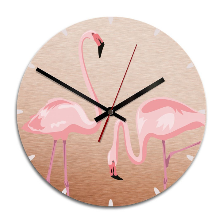 Wanduhr Alu-Dibond-Kupfereffekt - Flamingo 04 - Ø 28cm - WA243316