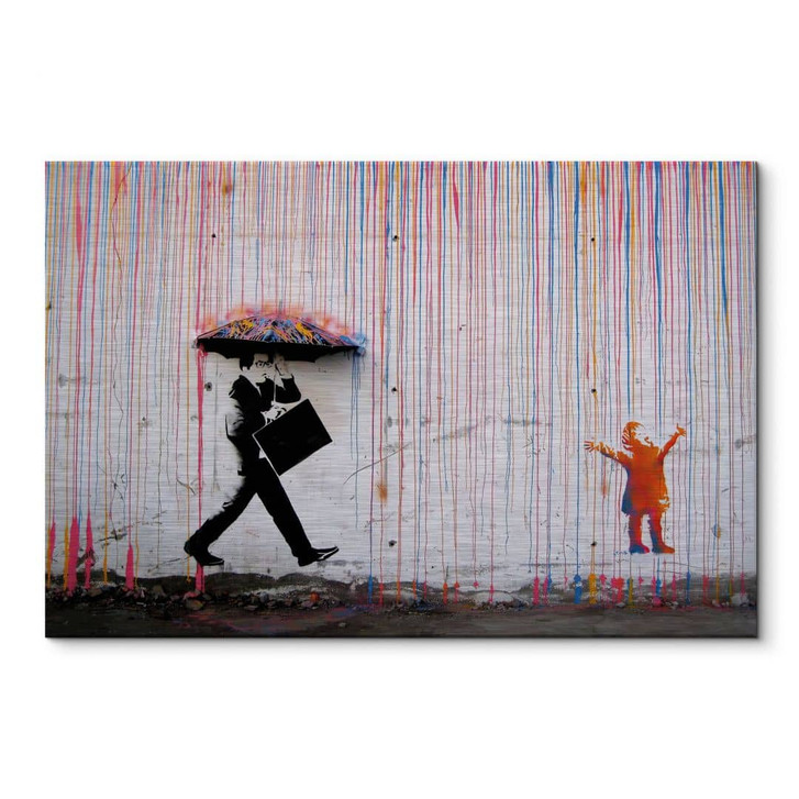 Alu-Dibond mit Silbereffekt Banksy - Coloured Rain - WA395407