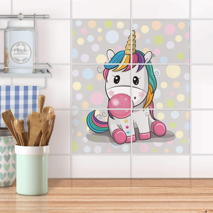 Fliesenfolie quer - Rainbow das Einhorn - CR104546