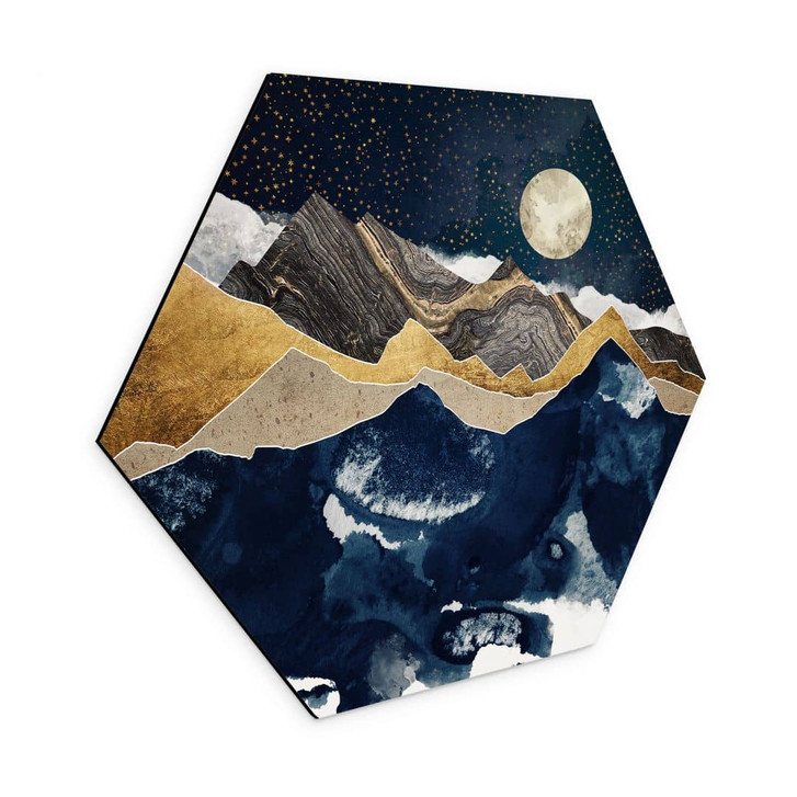 Hexagon Wandbild Sternenhimmel im Winter - SpaceFrog Designs - Alu-Dibond - WA415816