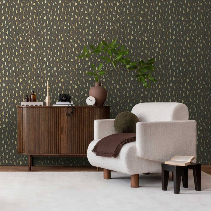 Leoparden-Tapete Dunkelbraun Beige Schwarz – Animal Print – Vliestapete modern - WA465541