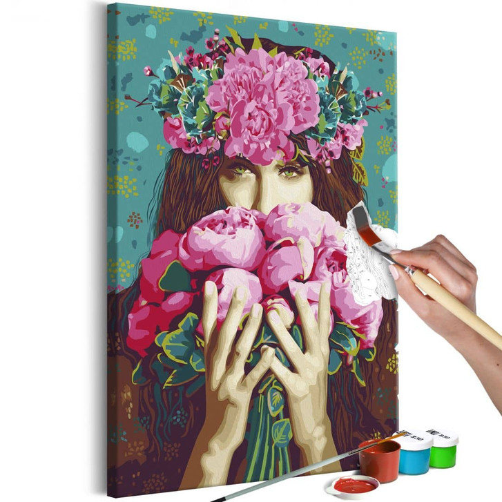 Malen nach Zahlen Leinwandbild - Frau mit grünen Augen - 40 x 50 cm - mit Keilrahmen - bespannt - WA437933