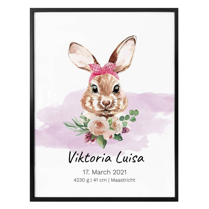 Personalisiertes Poster Häschen rosa - WA336403