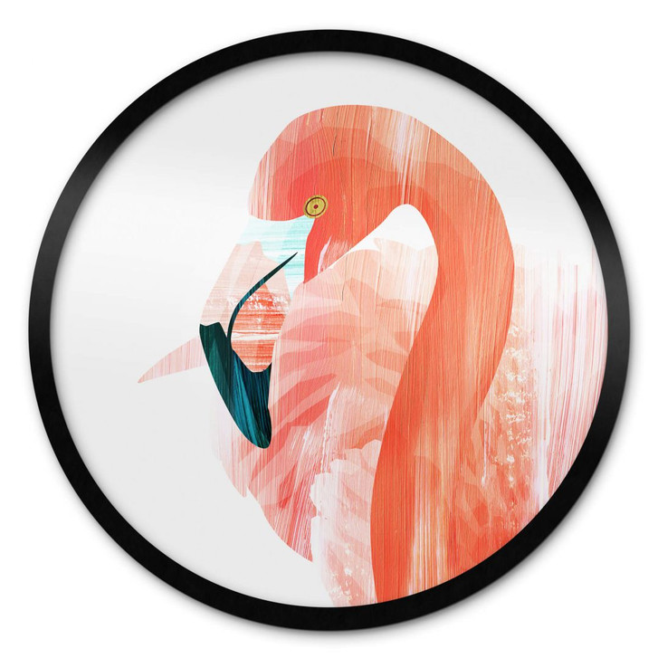 Poster Goed Blauw - Pink Flamingo - Rund - WA348872